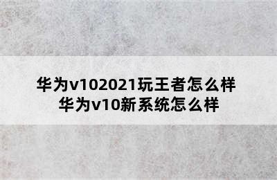 华为v102021玩王者怎么样 华为v10新系统怎么样